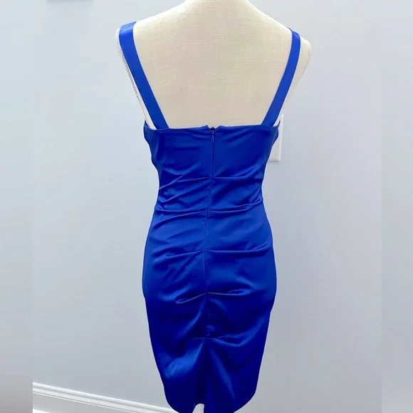 Blue Satin V-Neck dress Size 5/6 - Picture 5 of 8